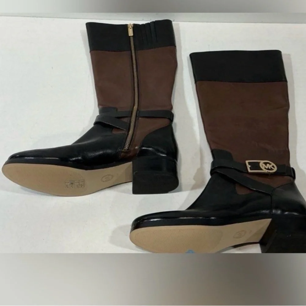 NWOT Michael Kors Black and Brown Over the Knee Boots